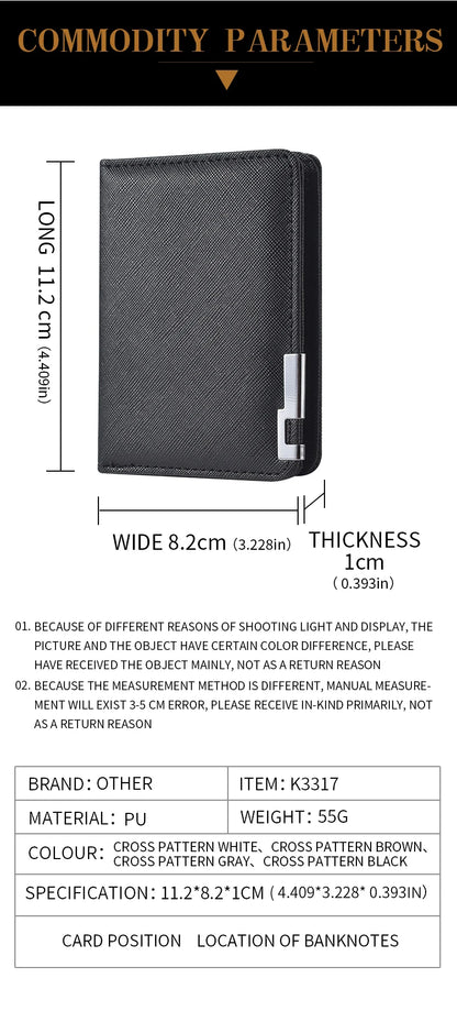 Men's Mini Ultra-Thin Vertical Style Short Wallet with Multiple Card Slots Credit Card Holder Youth Compact Wallet