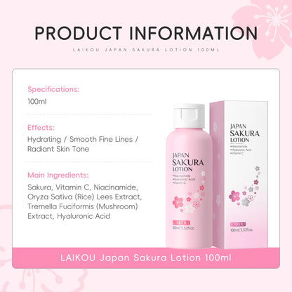 LAIKOU Sakura Face Lotion Moisturizing Essence  Shrink Pores Repairing  Improve Skin Elasticity  100ML