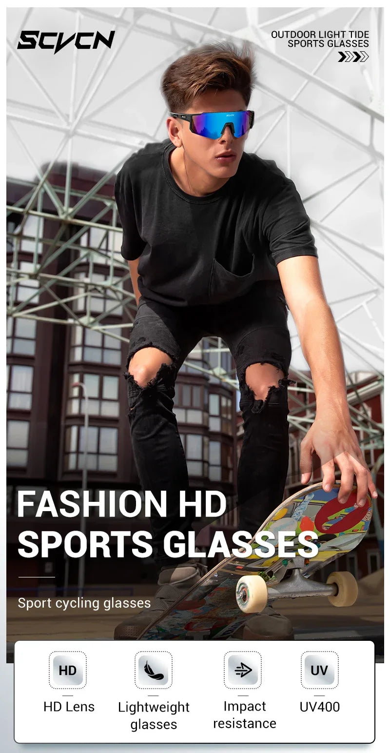 SCVCN New Outdoor Cycling Sunglasses Men Women MTB Driving Bike Glasses Sports Climbing Protective Glasses Bicycle UV400 Goggles