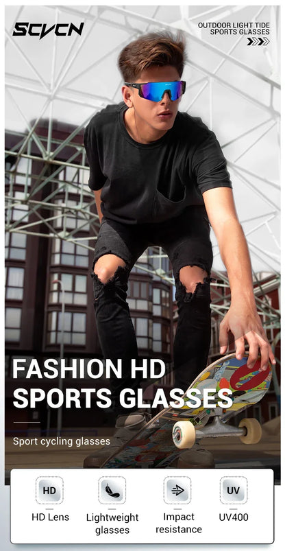 SCVCN New Outdoor Cycling Sunglasses Men Women MTB Driving Bike Glasses Sports Climbing Protective Glasses Bicycle UV400 Goggles