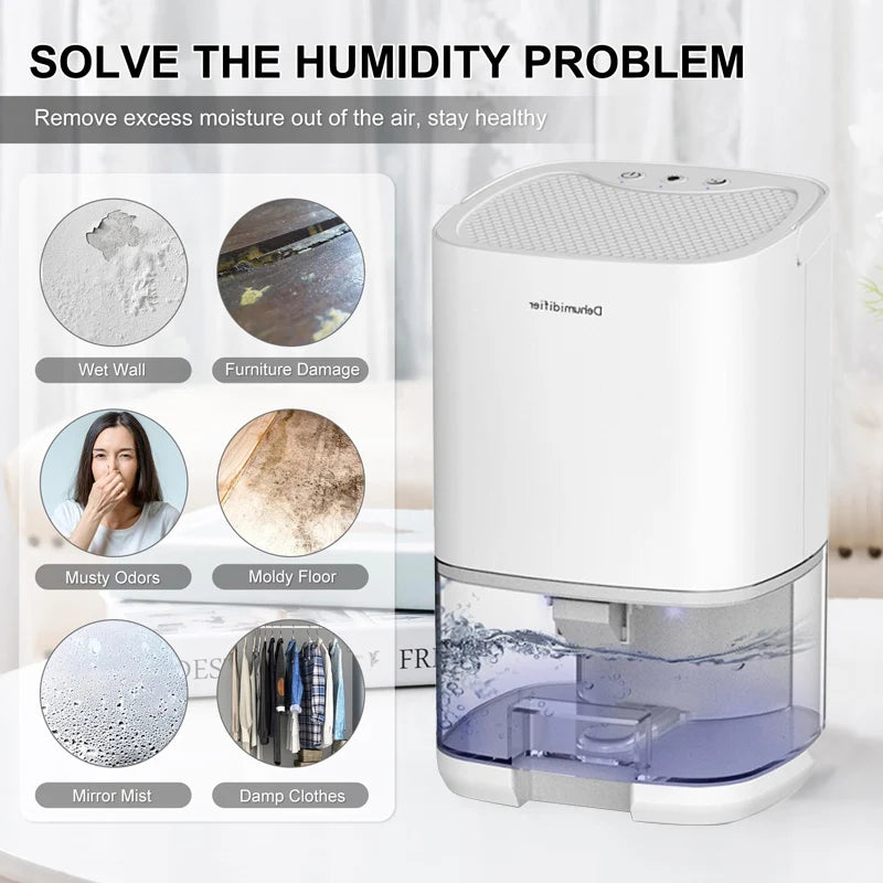 Portable Quiet Air Dehumidifier Moisture Absorber For Bedroom Kitchen Office