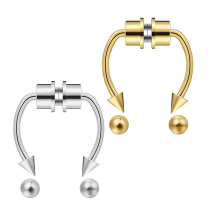 Magnetic Non Pierced Nose Ring Stainless Steel Horseshoe Hoop 2 Or 5 Pcs