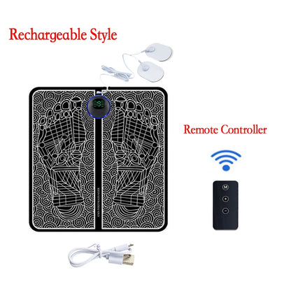 Remote Controller Rechargeable EMS Foot Massager Pad, Portable Electric EMS Muscle Stimulation Massage Mat Relief Pain Relax