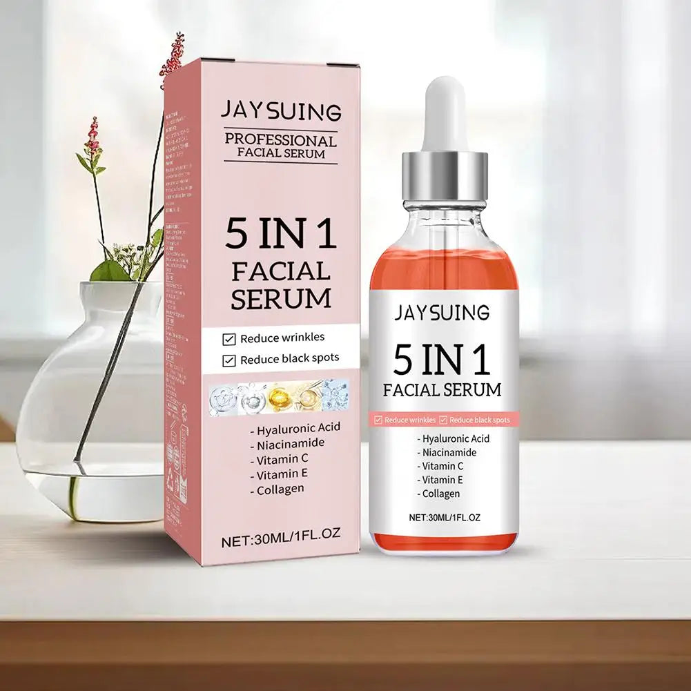 5 In 1 Fade Fine Lines Firming Face Serum Moisturizing Brightening Vitamin C Hyaluronic Acid Facial Serum Shrink Pores Skin Care