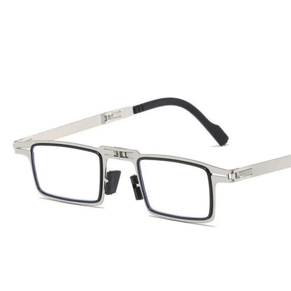 Retro Folding Reading Glasses for Men / Women Metal Frame Anti-blue Light Eyeglasses with Free Case