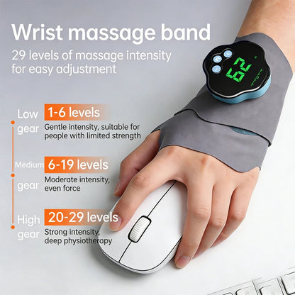 Electric Cordless Hand Wrist Massager 10 Mode Vibration Massage 29 Levels Massage Hands Rechargeable Wrist Brace Protector Wrap