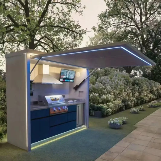 Customized Easy Install Electric Outdoor Kitchen Station Built In Sink Fridge Ideal For Home Backyard Barbecue Parties