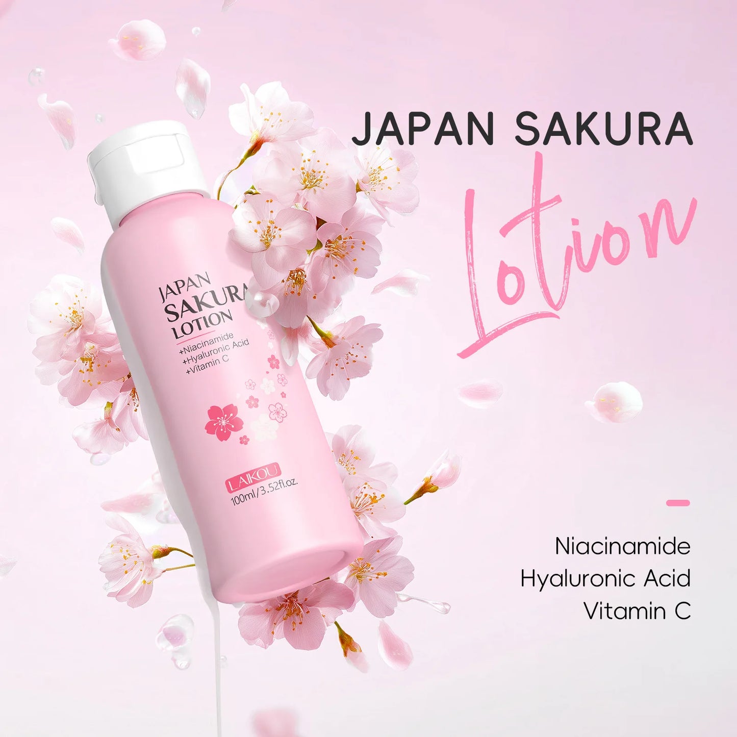 LAIKOU Sakura Face Lotion Moisturizing Essence  Shrink Pores Repairing  Improve Skin Elasticity  100ML