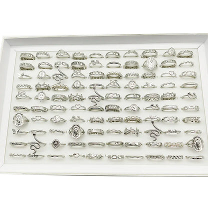 Silver Plated Zinc Alloy Women Rings With Flower Spider Snake Design