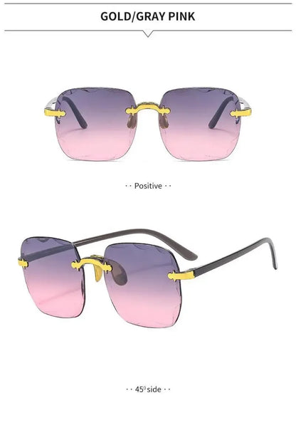 Frameless Sunglasses Y2K Gradient Fashion Korean Hip Pop Anti Ultraviolet Elegant Luxury Outdoor Travel Eyewear Women Unisex