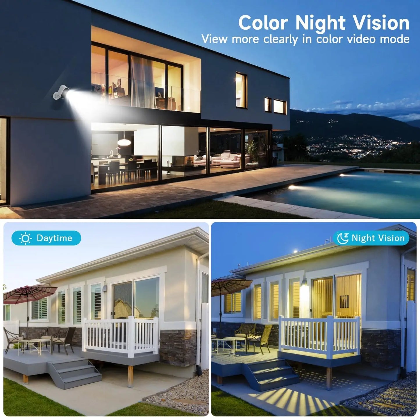 1080P WiFi Camera Solar Battery Outdoor Wireless Solar Powered Security Camera AI Motion Detection Two Way Audio Night Vision