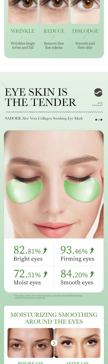 60 Pieces of Aloe Vera Collagen Eye Mask Moisturizing  Firming , Bright and Transparent Eye Mask Patches, Suitable for All Skin