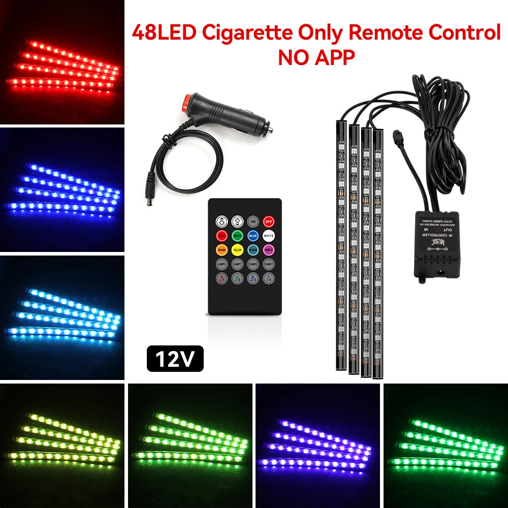 Automotive Ambient Light Foot Interior Modification LED Ambient Light Car USB/Cig Music Atmosphere Decorative Strip Lamp
