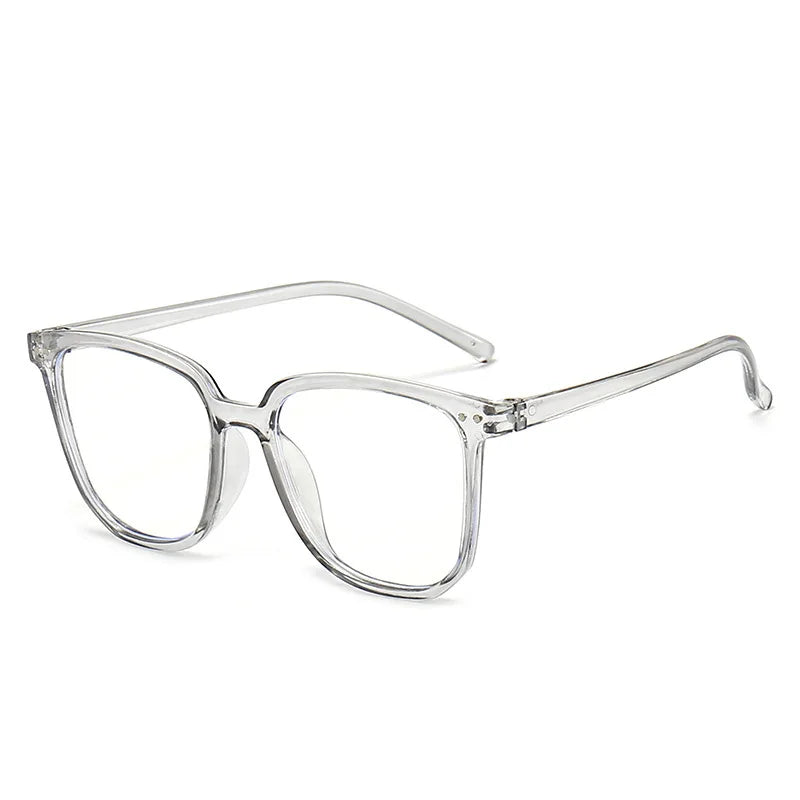 Minimalist Square Blue Light Blocking Glasses Personality Rivets Plain Face Slimming Unisex Clear Glasses 1962