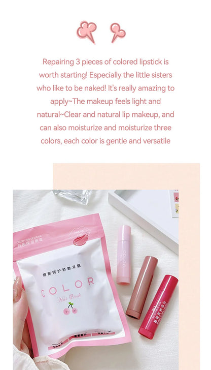 HAIPINK 3-Piece Set Tinted Moisturizing Lip Balm - Hydrating, Fade Lip Lines, Prevent Chapping
