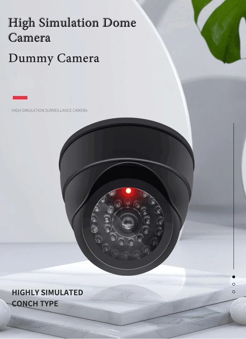 Creative Black Plastic Dome CCTV Dummy Camera Flashing Led Fake Camera Power Via AA Battery Surveillance Security System