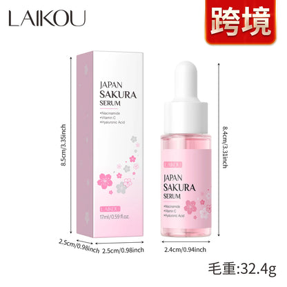 LAIKOU Japan Sakura Serum 17ml Tighten Pores Moisturizing Balance Skin Tone Brightening Facial Essence