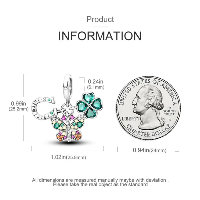Colorful 925 Silver Plated Butterfly Zircon Charm Bead For Diy Bracelets