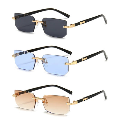 Rimless Sunglasses Rectangle Fashion Popular Women Men Shades Small Square Sun Glasses For Female Male Summer Traveling Glasses