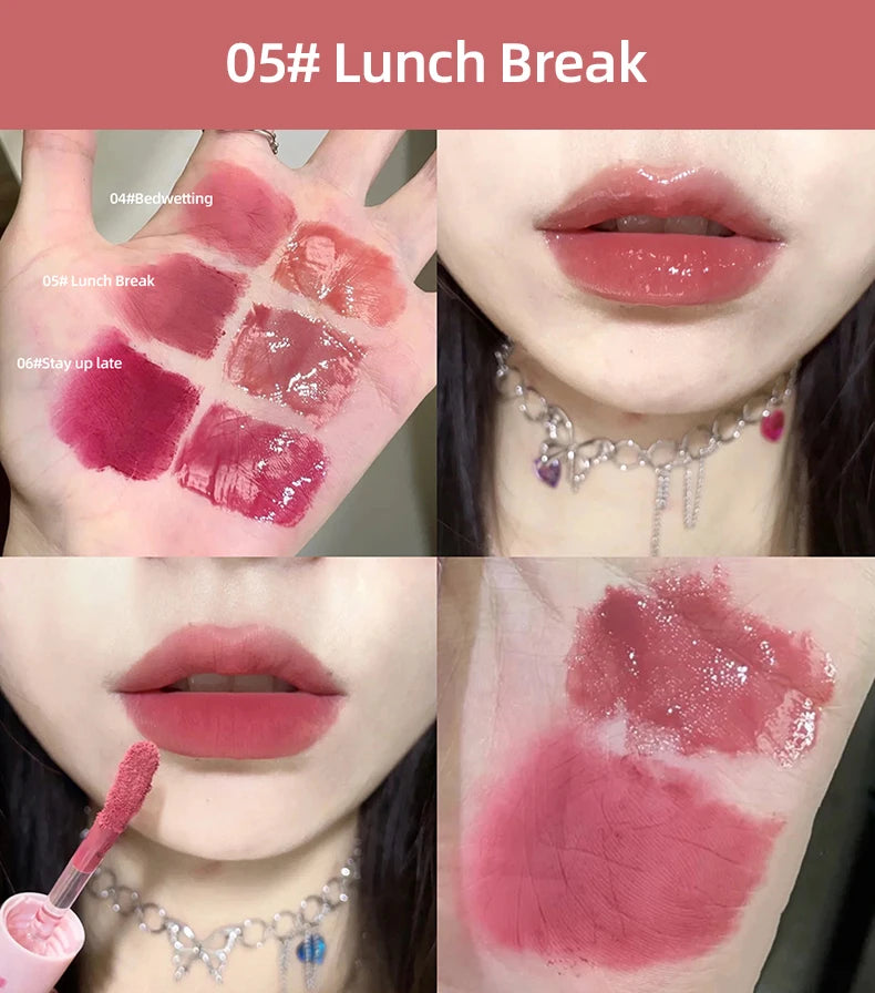 CACE Double Head Lip Gloss Sexy Red Lip Makeup Lip Mud Mirror Water Gloss Lip Glaze Matte Lipstick Waterproof Korean Cosmetics