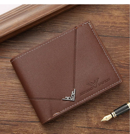 Men's wallet, leather short multiple card holder, wallet, credit card, ID card holder, casual men's business men's double fold