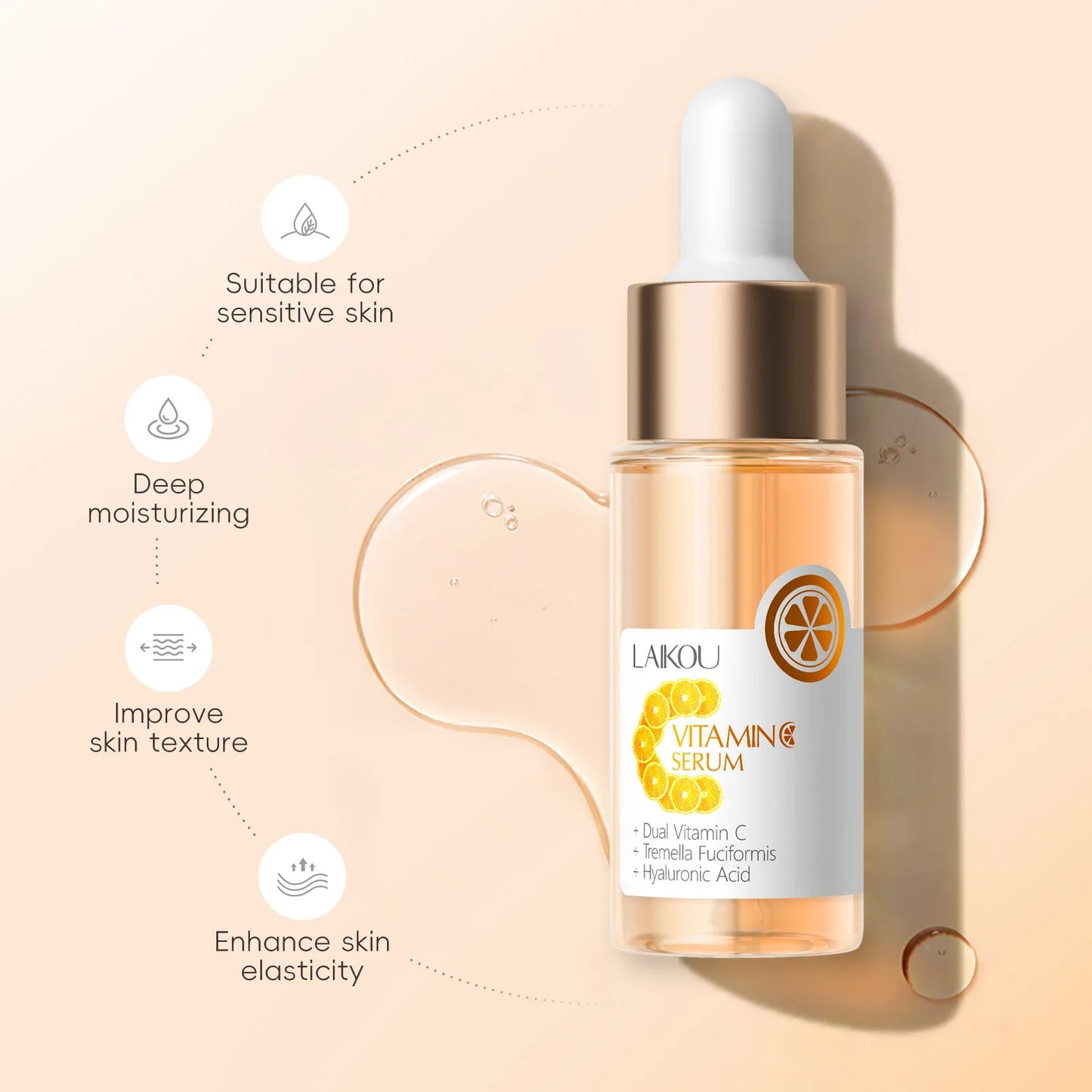 LAIKOU Vitamin C Facial Serum Essence Hydrating and Moisturizing VC Face Essence Skin Care