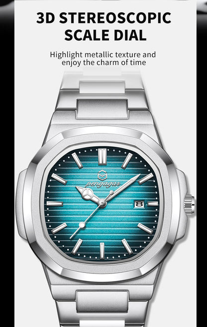 2026 New Luxury Military Man Watch Square Waterproof Luminous Date Week Men Watch Stainless Steel Quartz Men's Watches Reloj+box