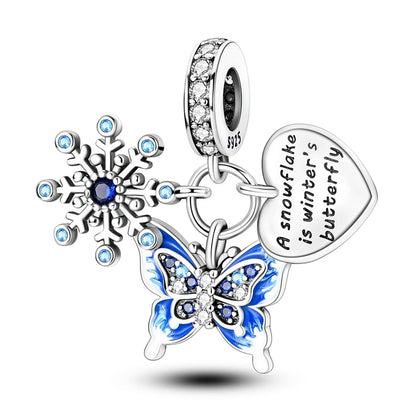 Colorful 925 Silver Plated Butterfly Zircon Charm Bead For Diy Bracelets