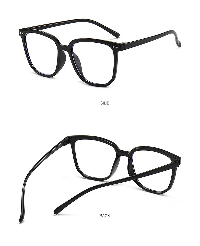 Minimalist Square Blue Light Blocking Glasses Personality Rivets Plain Face Slimming Unisex Clear Glasses 1962