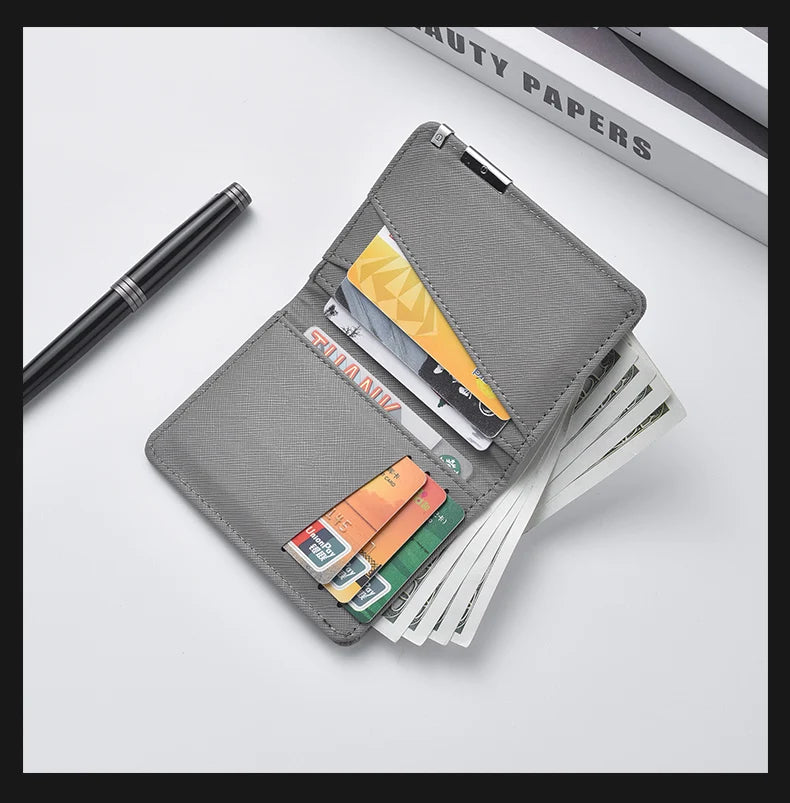 Men's Mini Ultra-Thin Vertical Style Short Wallet with Multiple Card Slots Credit Card Holder Youth Compact Wallet