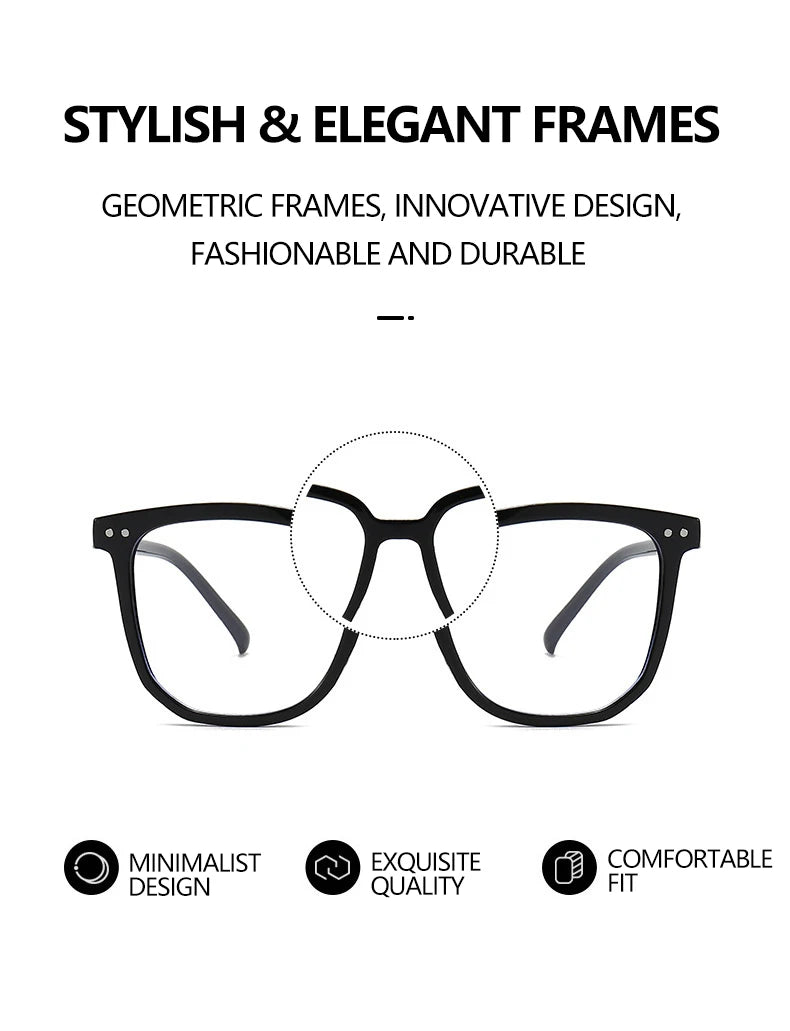 Minimalist Square Blue Light Blocking Glasses Personality Rivets Plain Face Slimming Unisex Clear Glasses 1962