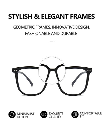 Minimalist Square Blue Light Blocking Glasses Personality Rivets Plain Face Slimming Unisex Clear Glasses 1962