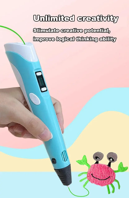 HOMEFISH Electronic 3D Printing Pen with 9M PLA Consumables High-Temperature 3D Graffiti Tool Intelligent Toy Gift