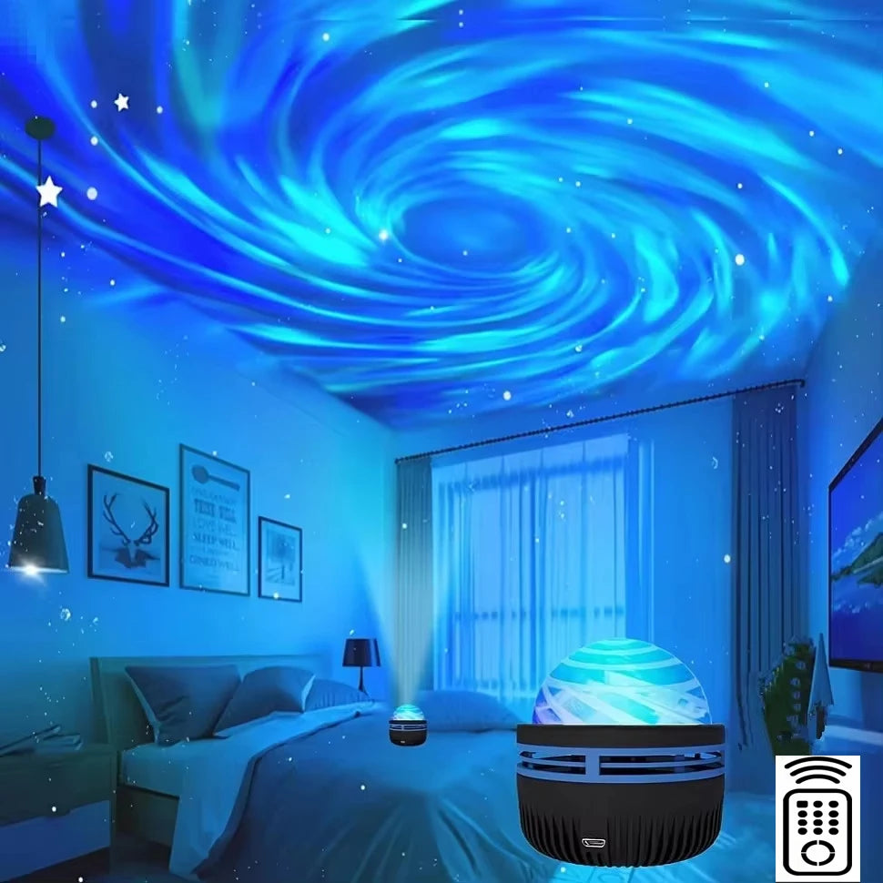 Galaxy Star Projector Night Light 7-Color Water Ripple and Aurora | ৭-রঙের গ্যালাক্সি স্টার প্রজেক্টর নাইট লাইট