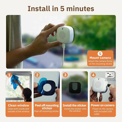 2.4/5GHz WiFi Window Camera 3MP Full Color Night Vision Indoor Security Mini Camera Replaces Outdoor Through Glass Window 2026