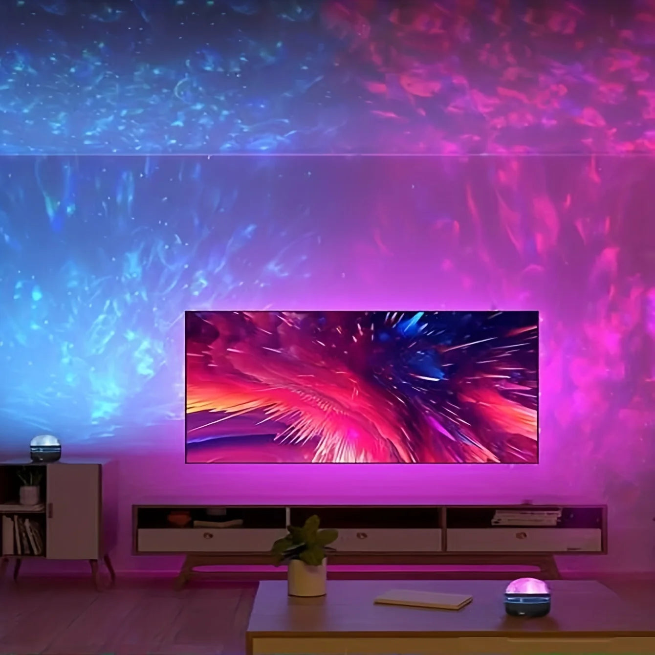 Galaxy Star Projector Night Light 7-Color Water Ripple and Aurora | ৭-রঙের গ্যালাক্সি স্টার প্রজেক্টর নাইট লাইট