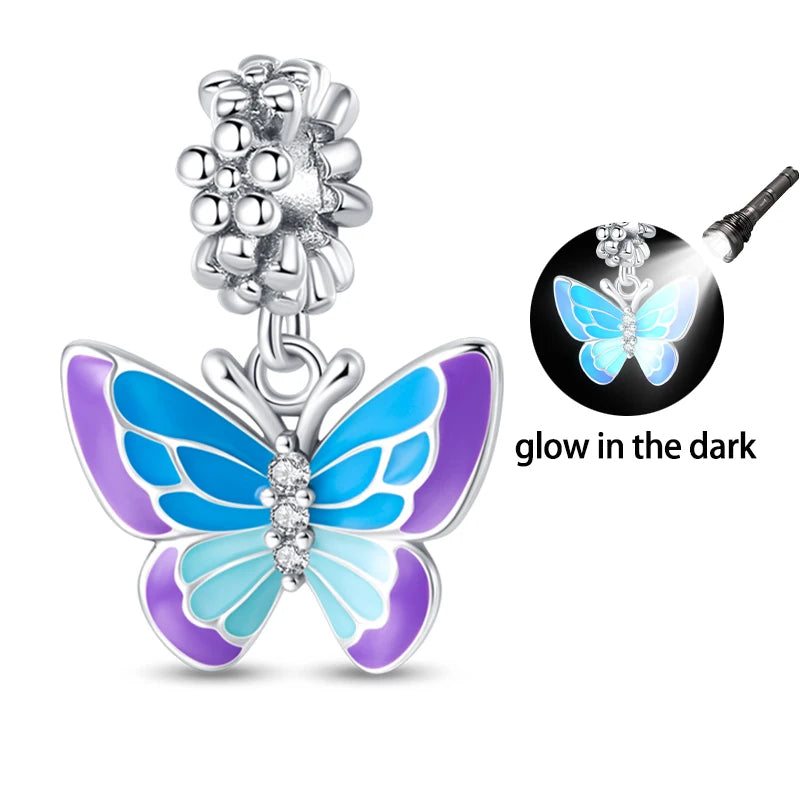Colorful 925 Silver Plated Butterfly Zircon Charm Bead For Diy Bracelets