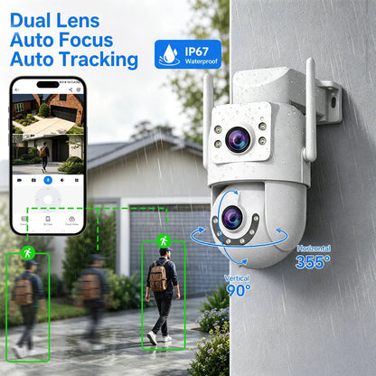 Jooan 4K 8MP HD Wifi PTZ Camera Outdoor 5G Wifi Dual Lens Security IP Cameras 5X Zoom AI Tracking ONVIF CCTV Surveillance Camera