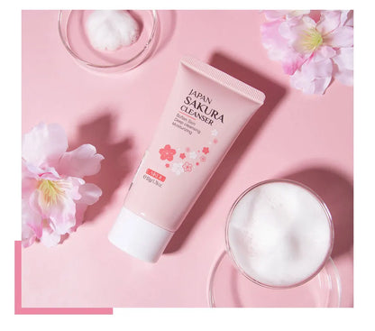 Laikou Sakura Facial Cleanser Deep Cleansing Pores Oil Control Moisturizing Brightening Face Wash Gentle For All Skin Types 50g