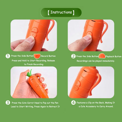 Multi Function Pen Carrot Funny Voice Recorder Pen Write Graffiti Cute Ballpoint Pen 2 in 1 Sound Recorder Gift For Student