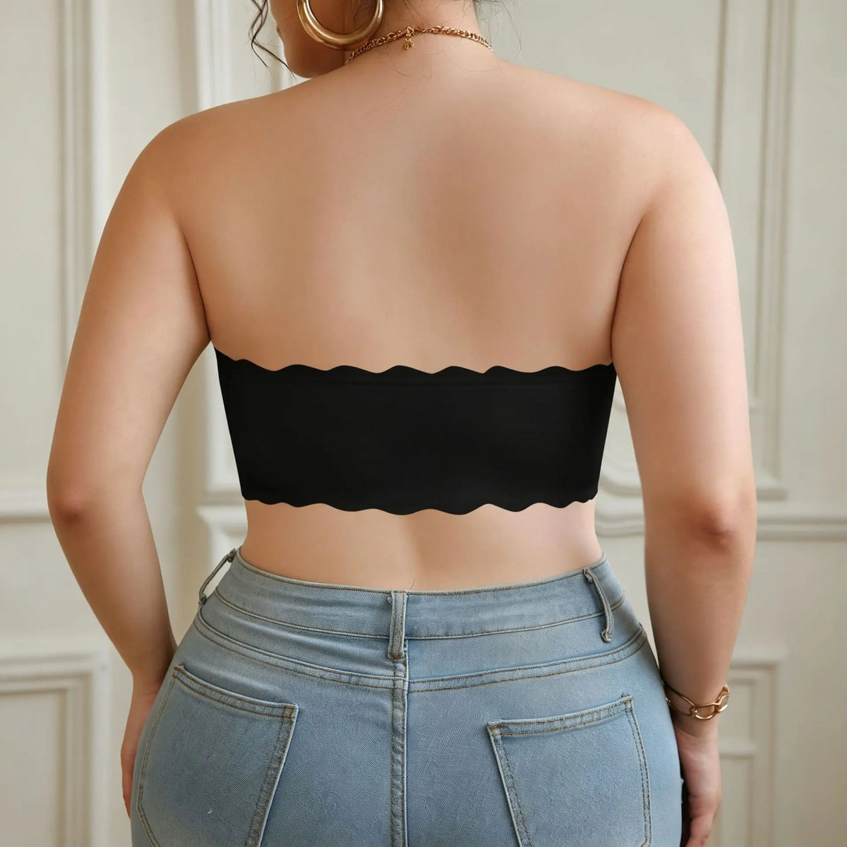 Plus Size Strapless Push Up Bra Wireless Bandeau Front Closure Lingerie Seamless No Underwire Comfort Lift for Womens 0XL to 5XL
