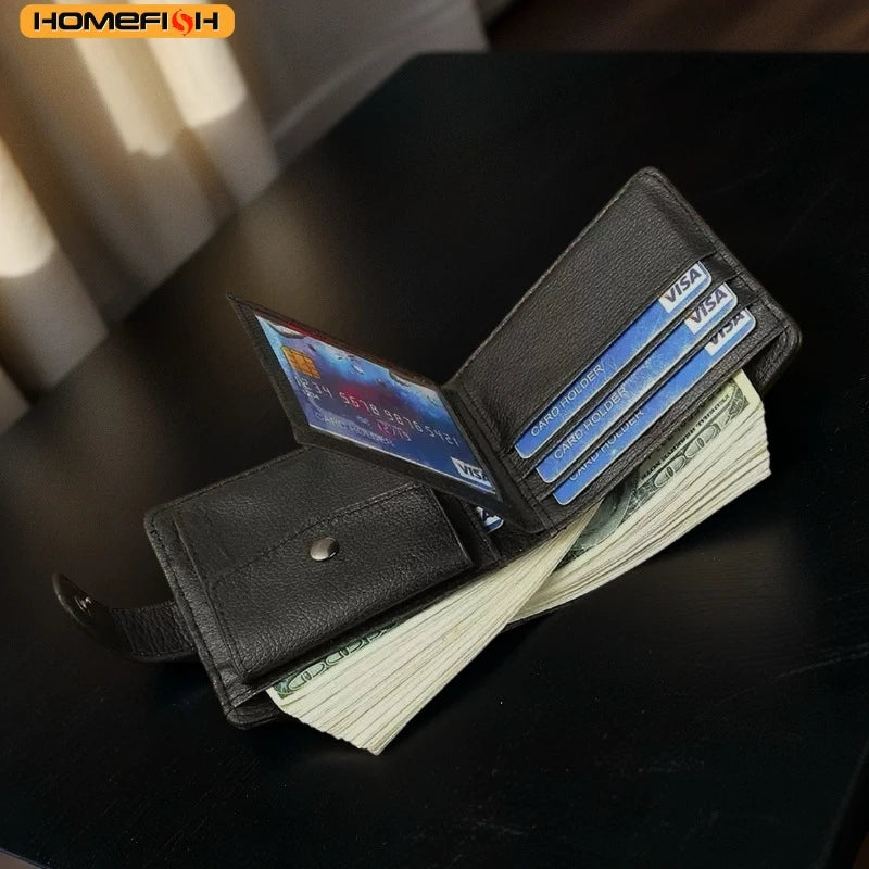 HOMESIFH Men Wallets Leather Zipper Purse Man Slim Card Horders Quality Male Short Multi-card Wallet Coin Pocket Purse