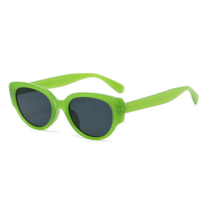 Vintage Black-framed Unique Plain Face-shaped Sunglasses With Cat-eye Round Lenses, Slimming Effect For Oval Face Women 18153