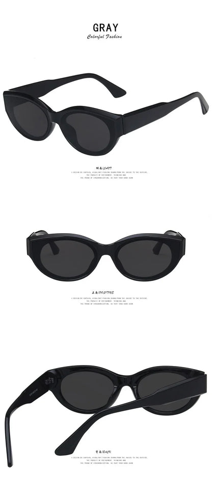 Vintage Cat Eye Sunglasses for Women Elliptic Square Oval Fashion Shades Trendy Female Outdoor Eyewear