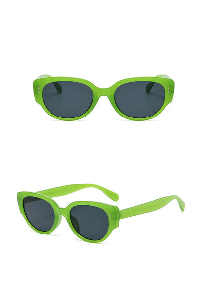 Vintage Black-framed Unique Plain Face-shaped Sunglasses With Cat-eye Round Lenses, Slimming Effect For Oval Face Women 18153