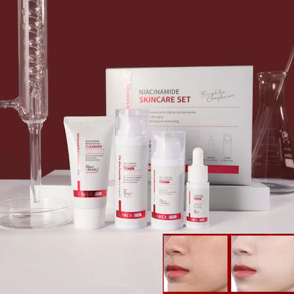 LAIKOU PRO Niacinamide Radiant Skin Care Set -Low PH Cleanser , Moisturizing Toner , Deep Nourishing Serum - Rejuvenate Cream