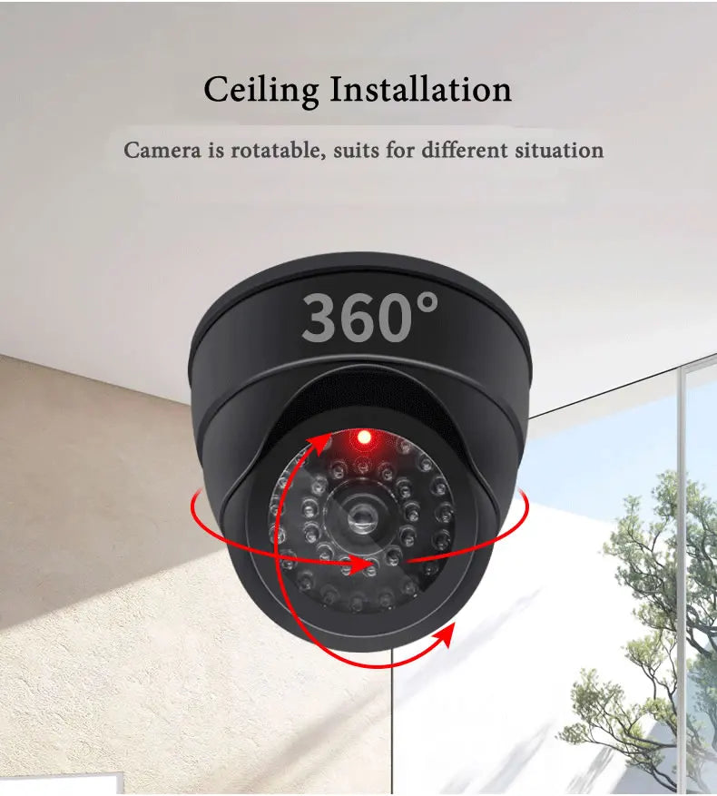 New Red Flashing LED Light Black/White Dummy Conch Camera Home Office Surveillance Security System Fake CCTV Security Camera