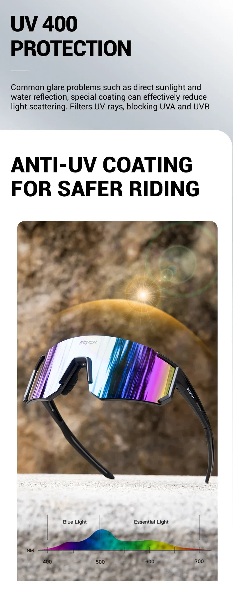 SCVCN New Outdoor Cycling Sunglasses Men Women MTB Driving Bike Glasses Sports Climbing Protective Glasses Bicycle UV400 Goggles