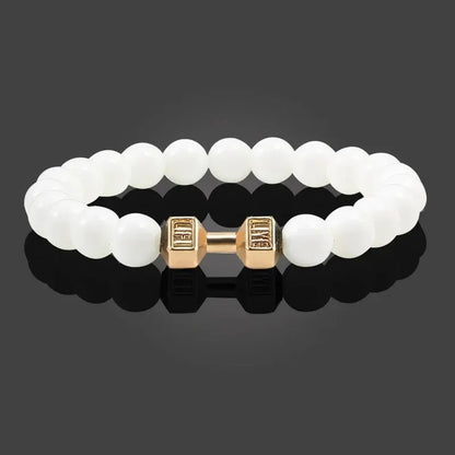 Natural Black Volcanic Lava Stone Dumbbell Bracelet Black Matte Beads Bracelets For Women Men Fitness Barbell Jewelry Pulseras