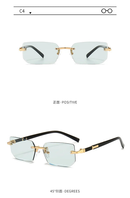 Rimless Sunglasses Rectangle Fashion Popular Women Men Shades Small Square Sun Glasses For Female Male Summer Traveling Glasses